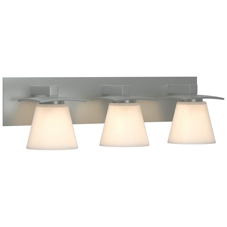 Image 1 Wren 24" Wide 3 Light Vintage Platinum Sconce With Opal Glass Shade