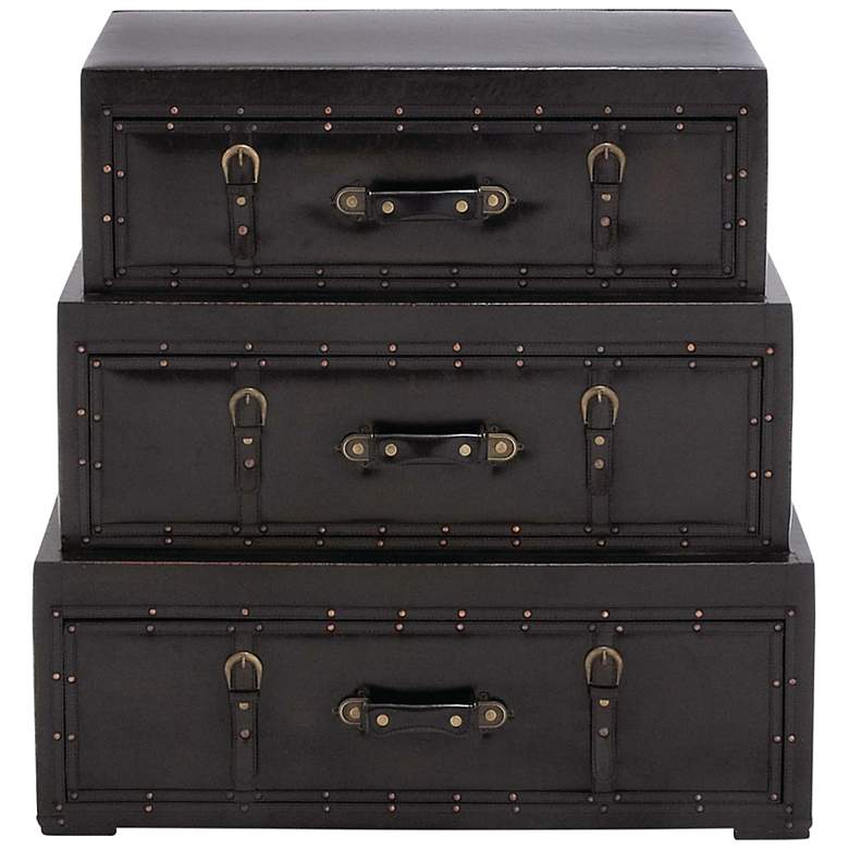 Image 5 Wren 31 3/4" Wide Black Wood 3-Drawer Trunk Chest more views