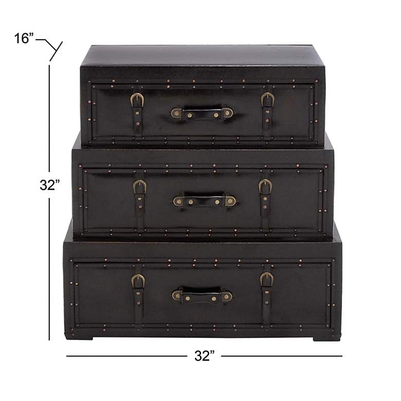 Image 6 Wren 31 3/4" Wide Black Wood 3-Drawer Trunk Chest more views