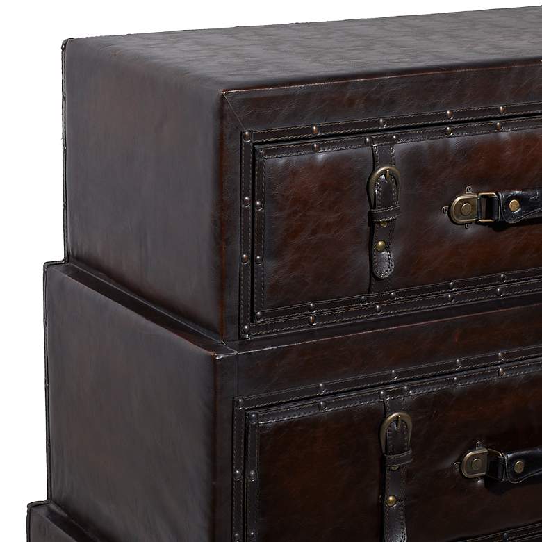 Image 3 Wren 31 3/4" Wide Dark Brown Wood 3-Drawer Trunk Chest more views