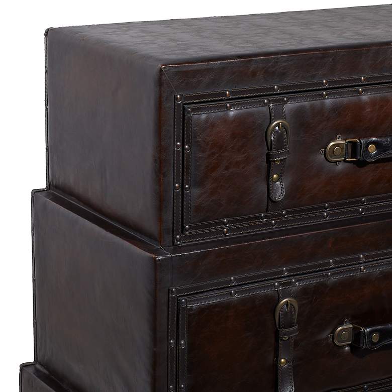 Image 3 Wren 31 3/4 inch Wide Dark Brown Wood 3-Drawer Trunk Chest more views