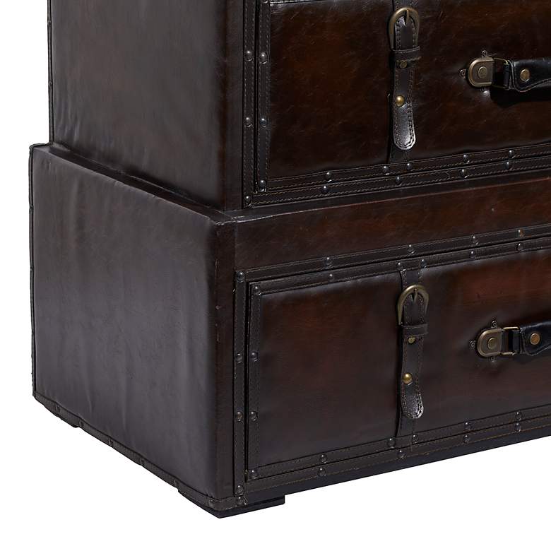 Image 4 Wren 31 3/4 inch Wide Dark Brown Wood 3-Drawer Trunk Chest more views