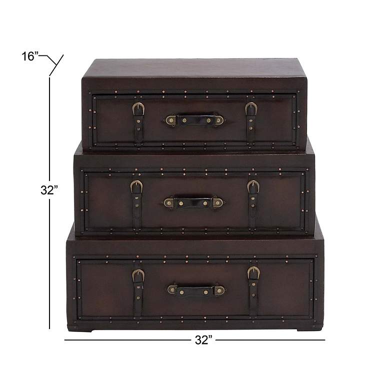 Image 5 Wren 31 3/4" Wide Dark Brown Wood 3-Drawer Trunk Chest more views
