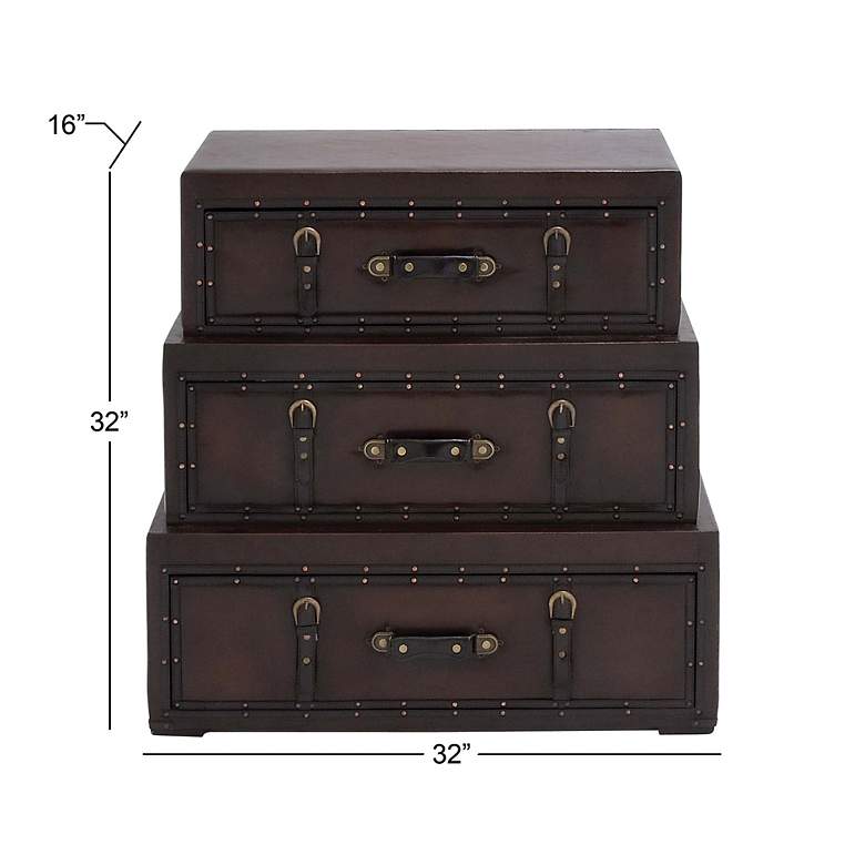 Image 5 Wren 31 3/4 inch Wide Dark Brown Wood 3-Drawer Trunk Chest more views