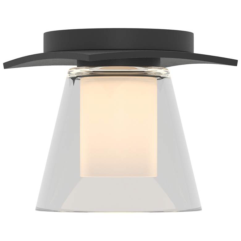 Image 1 Wren 5.1" Wide Black Flush Mount With Opal and Clear Glass Shade