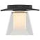 Wren 5.1" Wide Black Flush Mount With Opal and Clear Glass Shade
