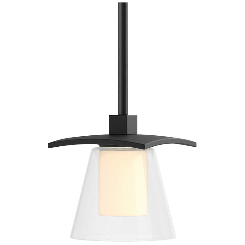 Image 1 Wren 5.1" Wide Black Mini-Pendant With Opal and Clear Glass Shade