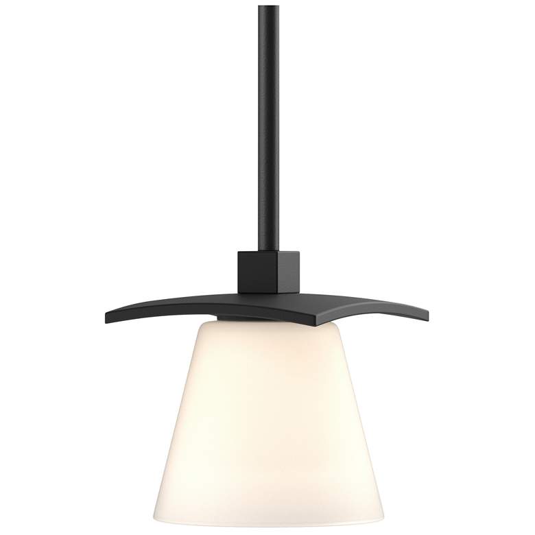 Image 1 Wren 5.1" Wide Black Mini-Pendant With Opal Glass Shade