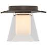 Wren 5.1" Wide Bronze Flush Mount With Opal and Clear Glass Shade