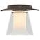 Wren 5.1" Wide Bronze Flush Mount With Opal and Clear Glass Shade