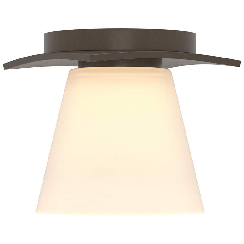 Image 1 Wren 5.1" Wide Bronze Flush Mount With Opal Glass Shade