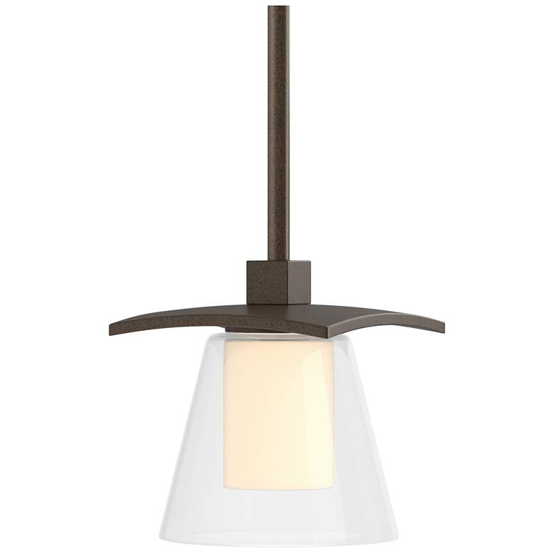 Image 1 Wren 5.1" Wide Bronze Mini-Pendant With Opal and Clear Glass Shade