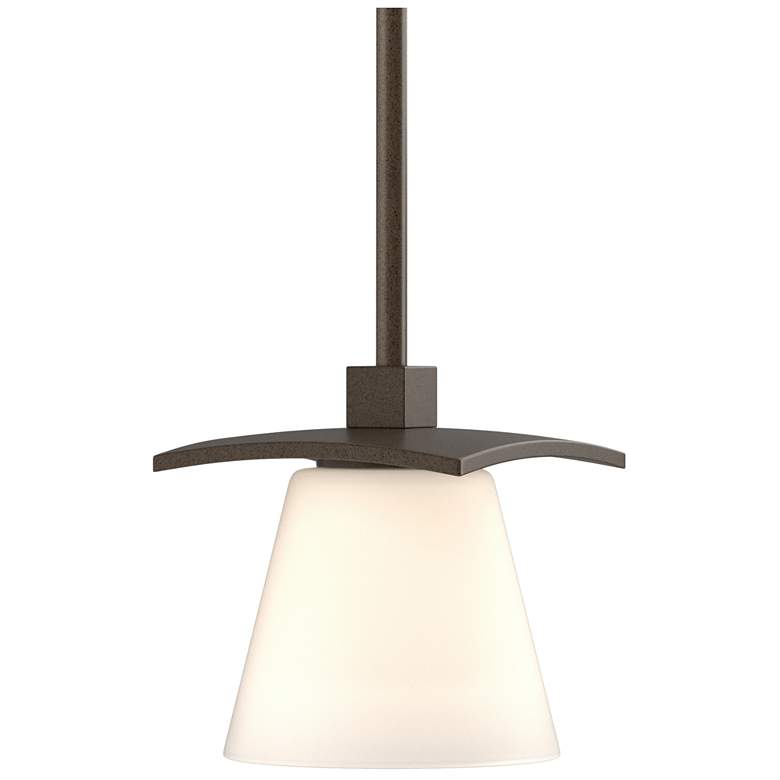 Image 1 Wren 5.1" Wide Bronze Mini-Pendant With Opal Glass Shade