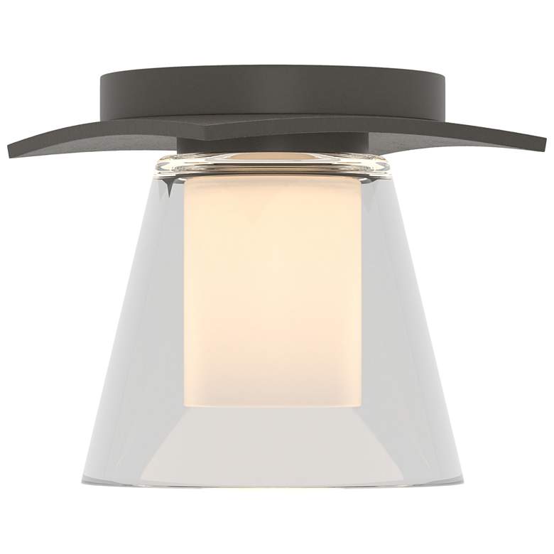 Image 1 Wren 5.1" Wide Dark Smoke Flush Mount With Opal and Clear Glass Shade