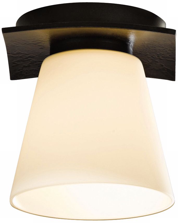 Image 2 Wren 5.1" Wide Dark Smoke Flush Mount With Opal Glass Shade