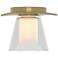 Wren 5.1" Wide Modern Brass Flush Mount With Opal and Clear Glass Shad