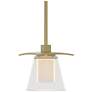 Wren 5.1" Wide Modern Brass Mini-Pendant With Opal and Clear Glass Sha