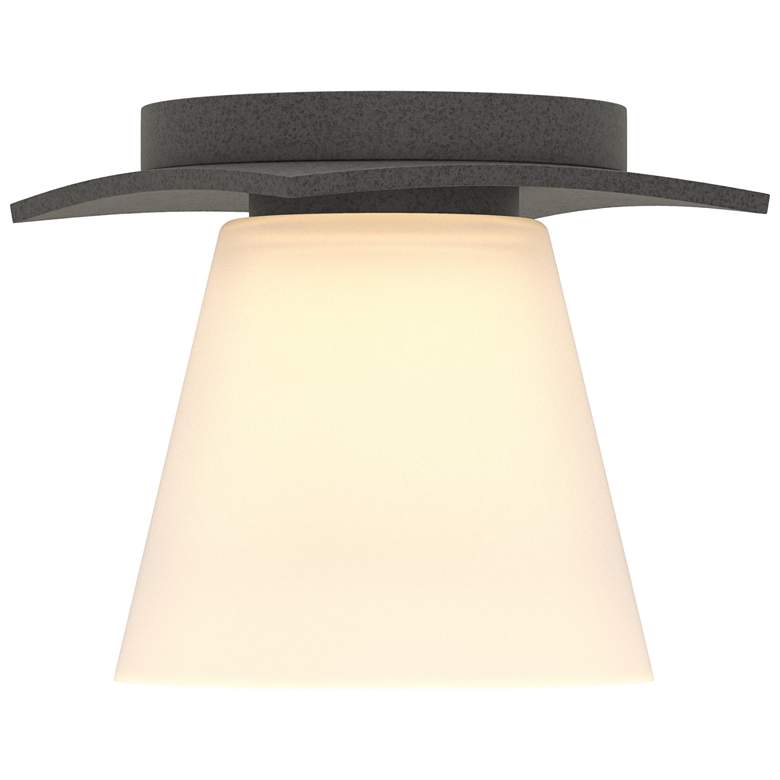 Image 1 Wren 5.1" Wide Natural Iron Flush Mount With Opal Glass Shade