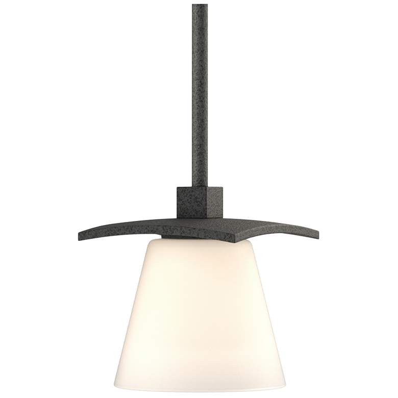 Image 1 Wren 5.1" Wide Natural Iron Mini-Pendant With Opal Glass Shade