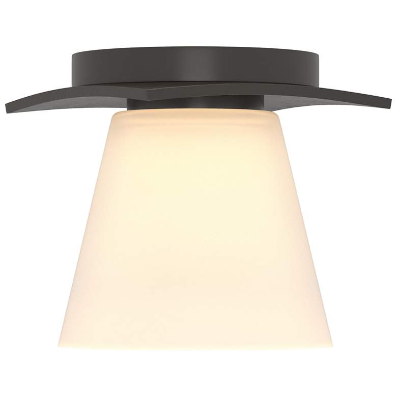 Image 1 Wren 5.1" Wide Oil Rubbed Bronze Flush Mount With Opal Glass Shade