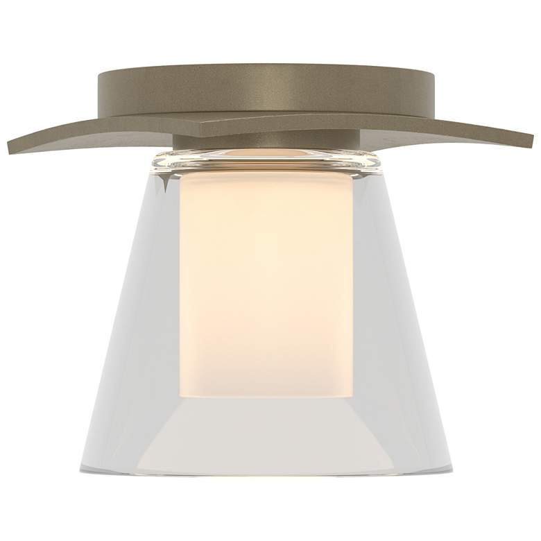 Image 1 Wren 5.1" Wide Soft Gold Flush Mount With Opal and Clear Glass Shade
