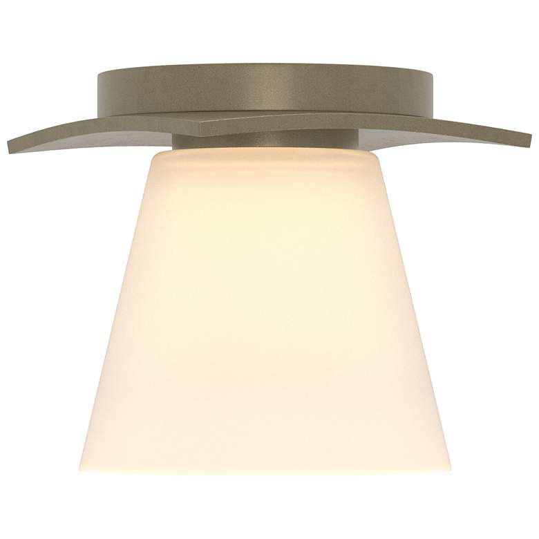 Image 1 Wren 5.1 inch Wide Soft Gold Flush Mount With Opal Glass Shade