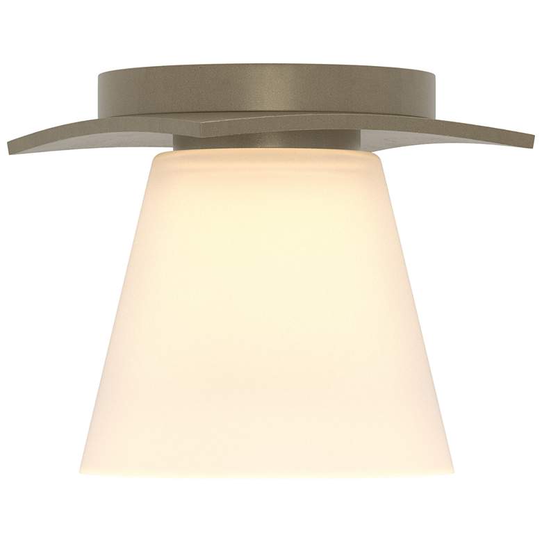Image 1 Wren 5.1" Wide Soft Gold Flush Mount With Opal Glass Shade