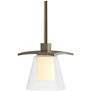 Wren 5.1" Wide Soft Gold Mini-Pendant With Opal and Clear Glass Shade