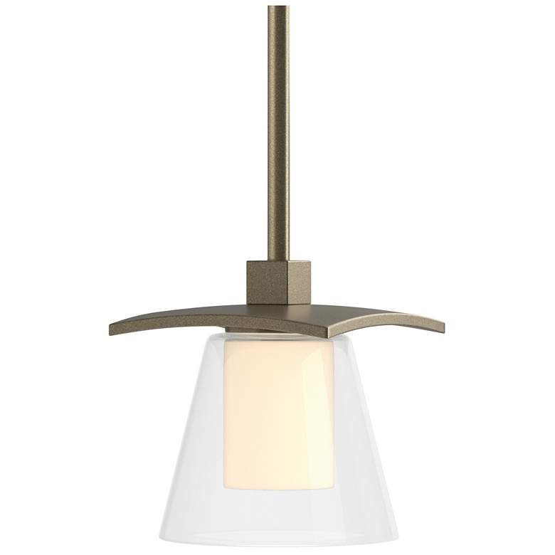 Image 1 Wren 5.1" Wide Soft Gold Mini-Pendant With Opal and Clear Glass Shade