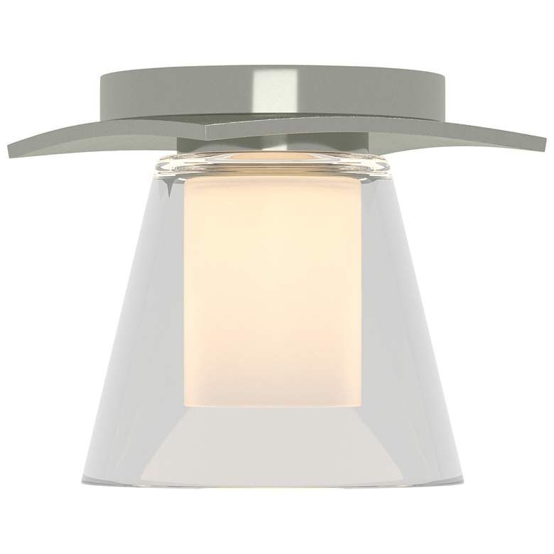Image 1 Wren 5.1" Wide Sterling Flush Mount With Opal and Clear Glass Shade