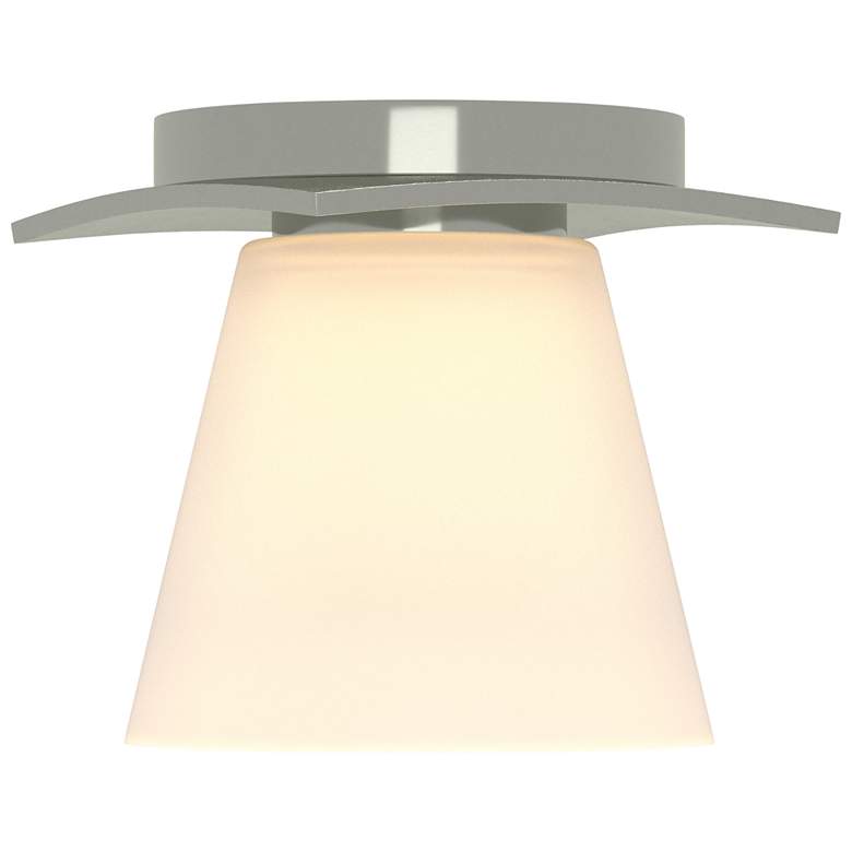 Image 1 Wren 5.1" Wide Sterling Flush Mount With Opal Glass Shade