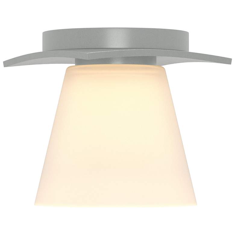Image 1 Wren 5.1" Wide Vintage Platinum Flush Mount With Opal Glass Shade