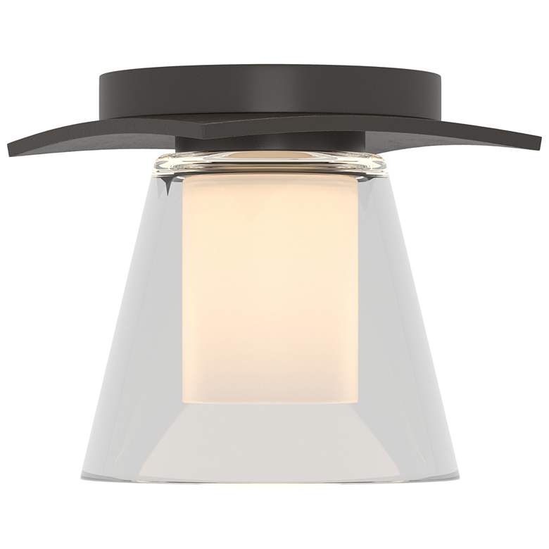 Image 1 Wren 5.1"W Oil Rubbed Bronze Flush Mount With Opal and Clear Glass Sha