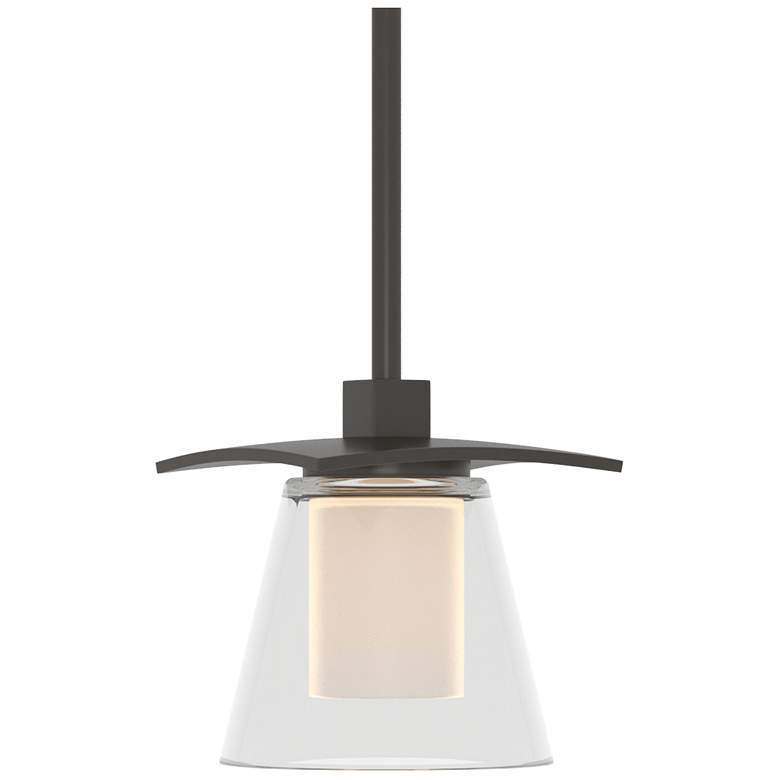 Image 1 Wren 5.1"W Oil Rubbed Bronze Mini-Pendant With Opal and Clear Glass Sh