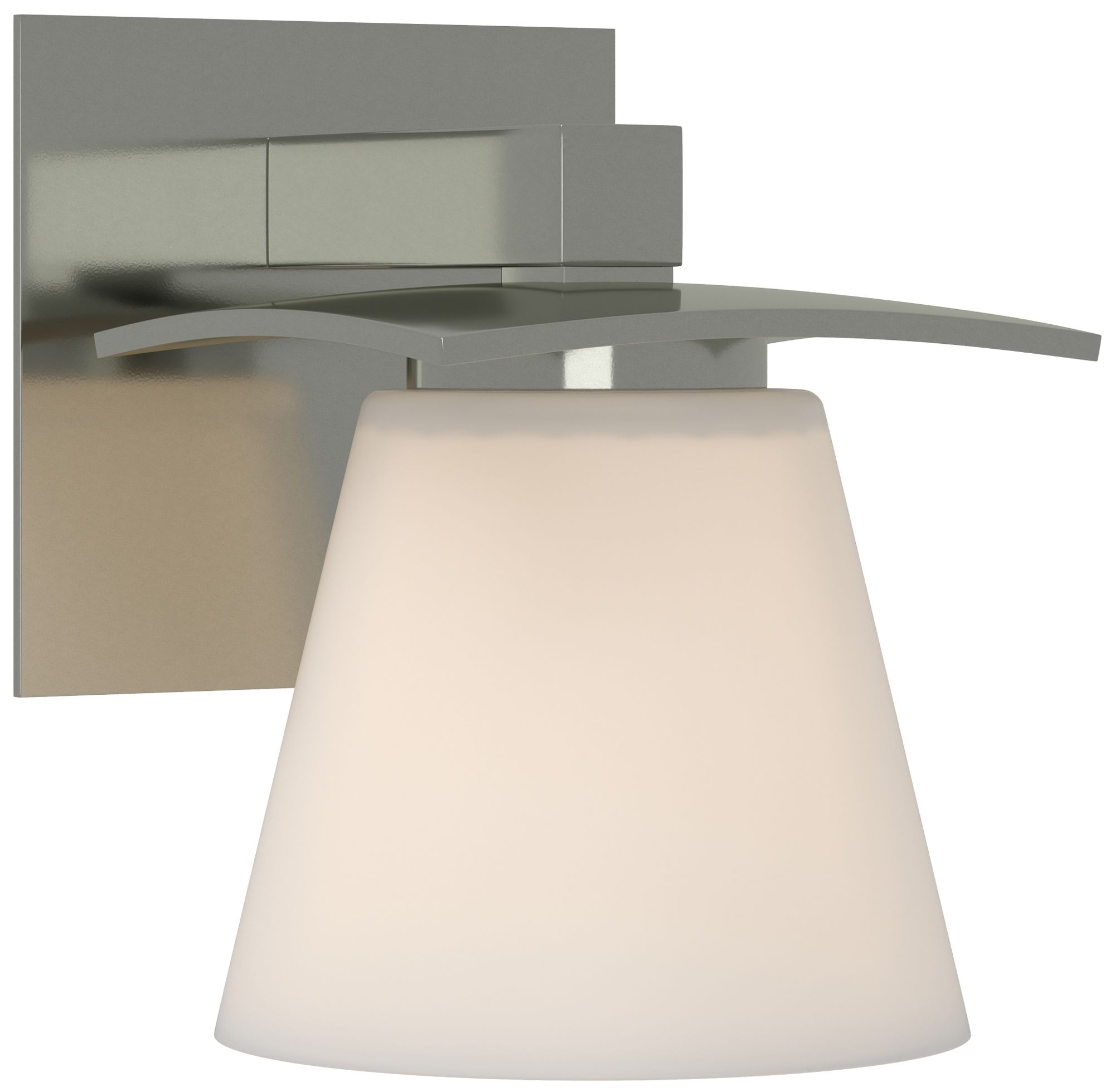 Wren 6.7" High Sterling Sconce With Opal Glass Shade - Made to Order
