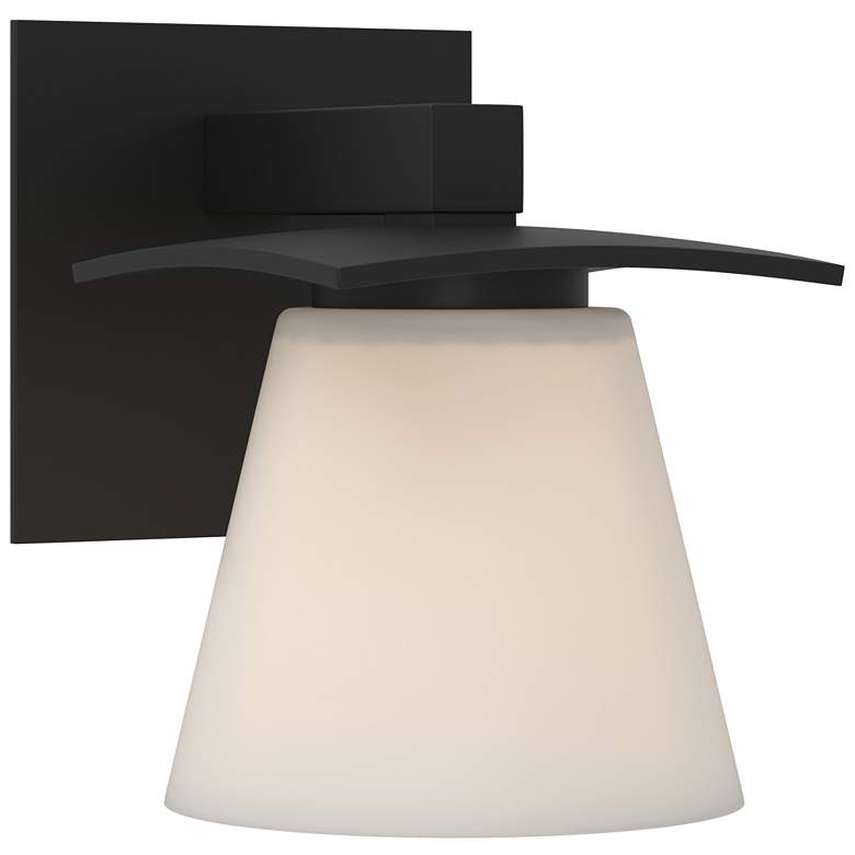 Image 1 Wren 6.7 inch High Black Sconce With Opal Glass Shade