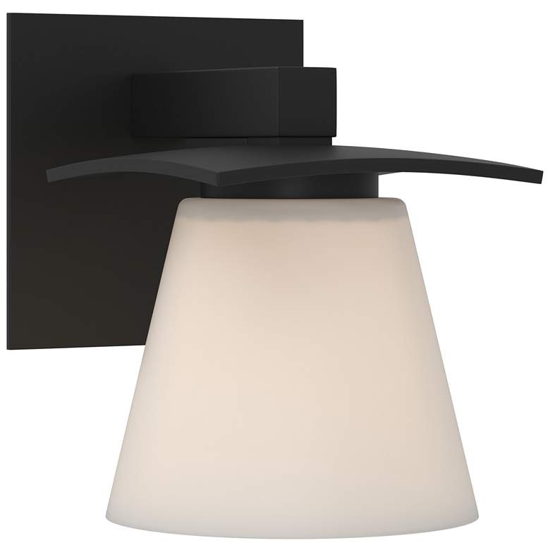 Image 1 Wren 6.7" High Black Sconce With Opal Glass Shade