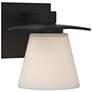 Wren 6.7" High Black Sconce With Opal Glass Shade