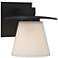 Wren 6.7" High Black Sconce With Opal Glass Shade