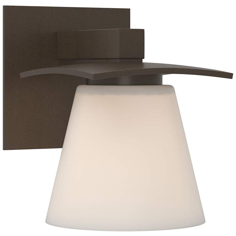 Image 1 Wren 6.7" High Bronze Sconce With Opal Glass Shade