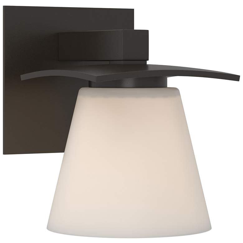 Image 1 Wren 6.7" High Oil Rubbed Bronze Sconce With Opal Glass Shade