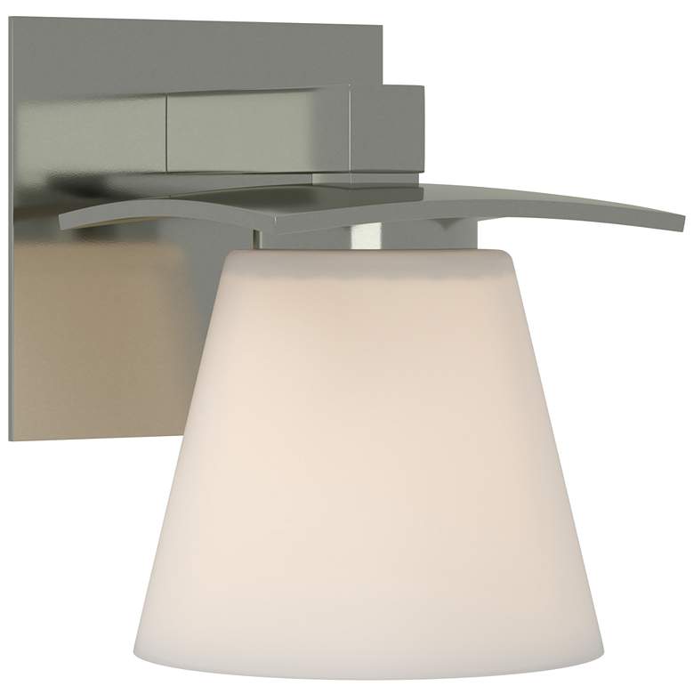 Image 1 Wren 6.7" High Sterling Sconce With Opal Glass Shade