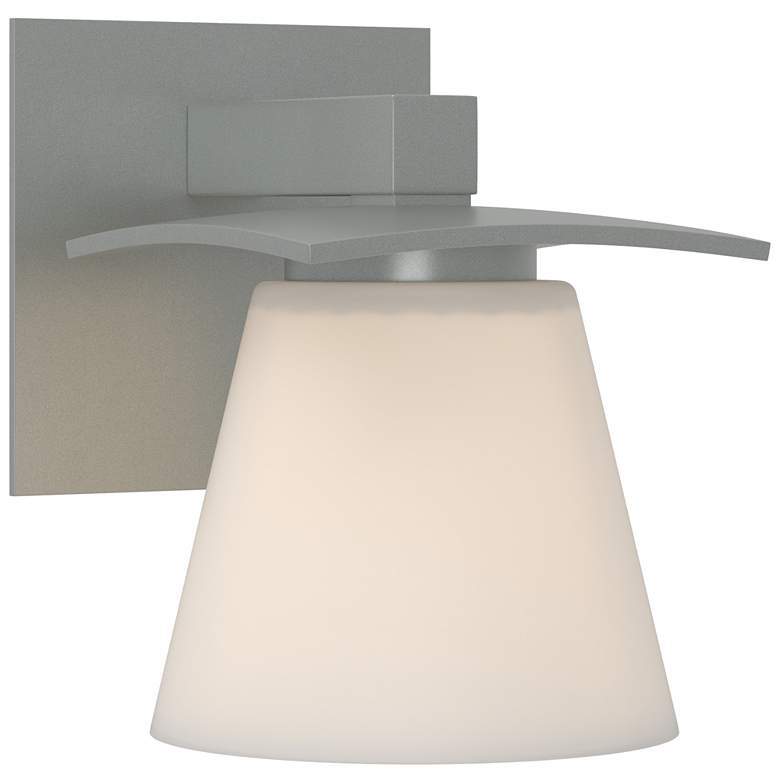 Image 1 Wren 6.7" High Vintage Platinum Sconce With Opal Glass Shade