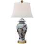 1_Wren Bird 29" Temple Jar Hand-Painted Porcelain Table Lamp