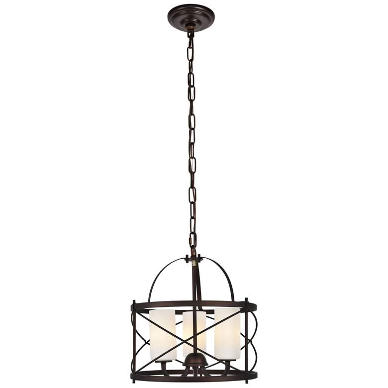 Image 1 Wren Collection Pendant Dark Copper Brown And Frosted White Finish