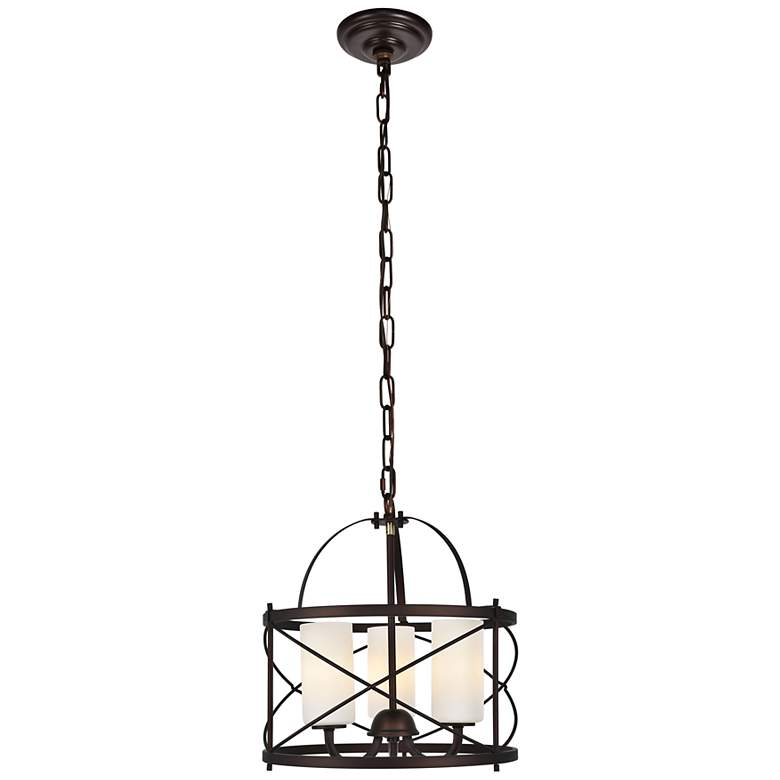 Image 2 Wren Collection Pendant Dark Copper Brown And Frosted White Finish