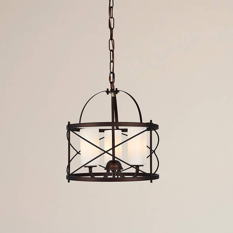 Image 1 Wren Collection Pendant Dark Copper Brown And Frosted White Finish