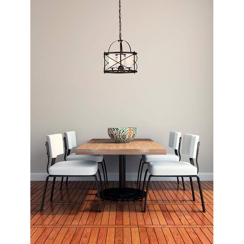 Image 3 Wren Collection Pendant Dark Copper Brown And Frosted White Finish more views
