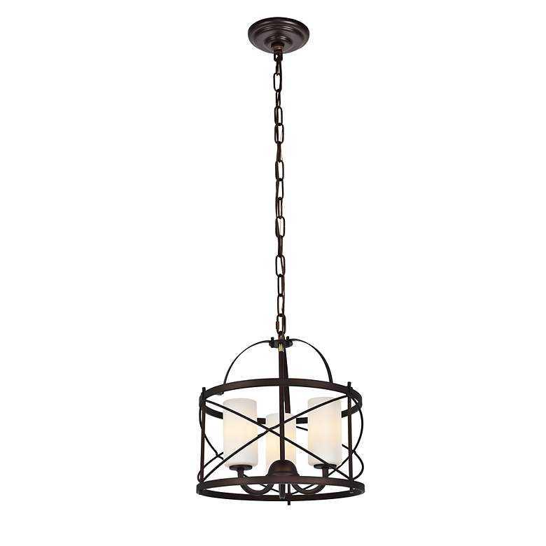 Image 4 Wren Collection Pendant Dark Copper Brown And Frosted White Finish more views