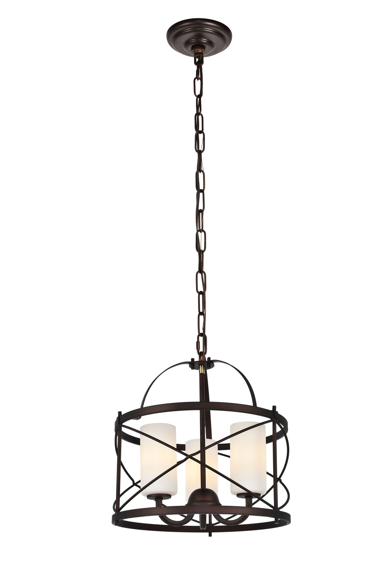 Wren Collection Pendant Dark Copper Brown And Frosted White Finish
